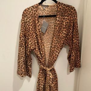 Neiman Marcus Leopard Cashmere Cardigan NWTS Sz XL